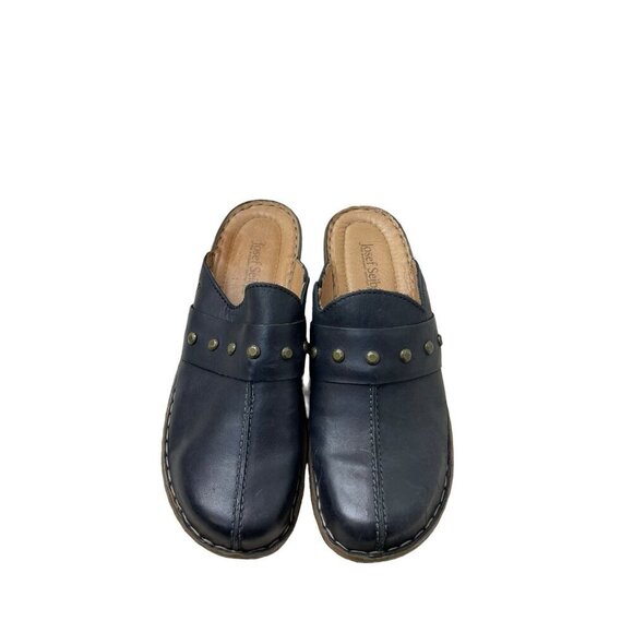 Josef Seibel Black Leather Clogs Comfort Chunky Sz 42 Studded US 11.5 - Picture 3 of 8